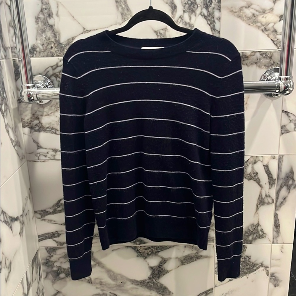 Vince Navy & White Striped Wool & Cashmere Sweater S